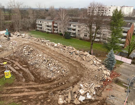 Der Rückbau für neue Wohnungen in Dormagen-Horrem startet